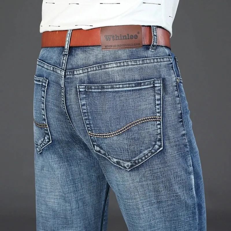 Mens Classic Straight Stretch Jeans  Casual Business Denim Pants For Work And Everyday Wear 5