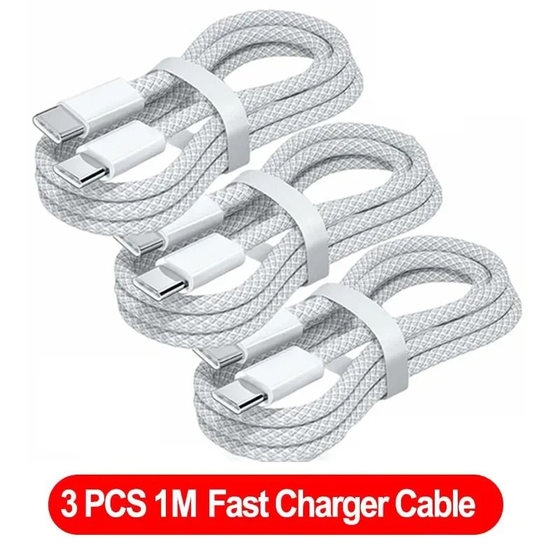 3 Pack USB C To USB C 100W Fast Charging Cable Durable Quick Charger Cord 1m 6