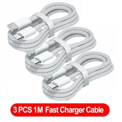 3 Pack USB C To USB C 100W Fast Charging Cable Durable Quick Charger Cord 1m 6