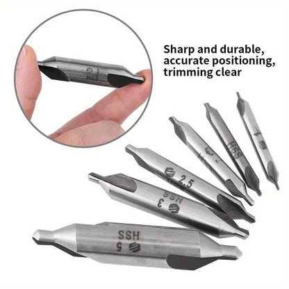HSS Center Drill Bits Set 7 Piece 60 Degree Metalworking Lathe Core Drill Kit 2