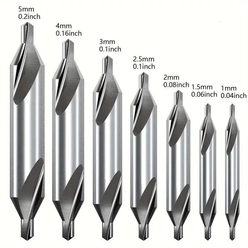 HSS Center Drill Bits Set 7 Piece 60 Degree Metalworking Lathe Core Drill Kit 5