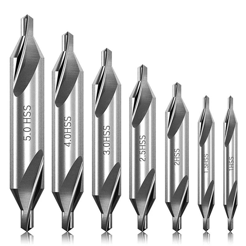 HSS Center Drill Bits Set 7 Piece 60 Degree Metalworking Lathe Core Drill Kit 6