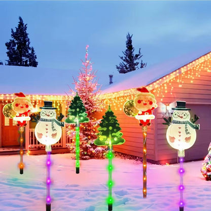 1 Set Of Solar Santa Claus  Christmas Tree Lawn Lights  6in1 Outdoor Holiday Garden Decorations 4