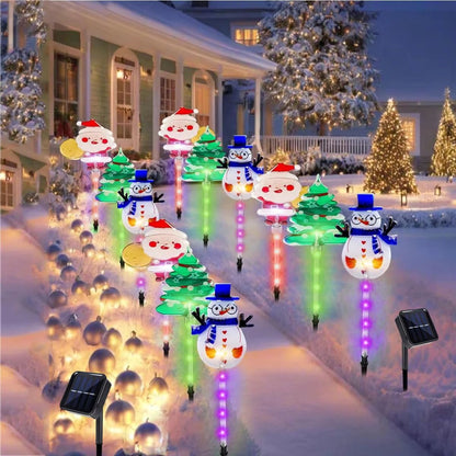 1 Set Of Solar Santa Claus  Christmas Tree Lawn Lights  6in1 Outdoor Holiday Garden Decorations 5