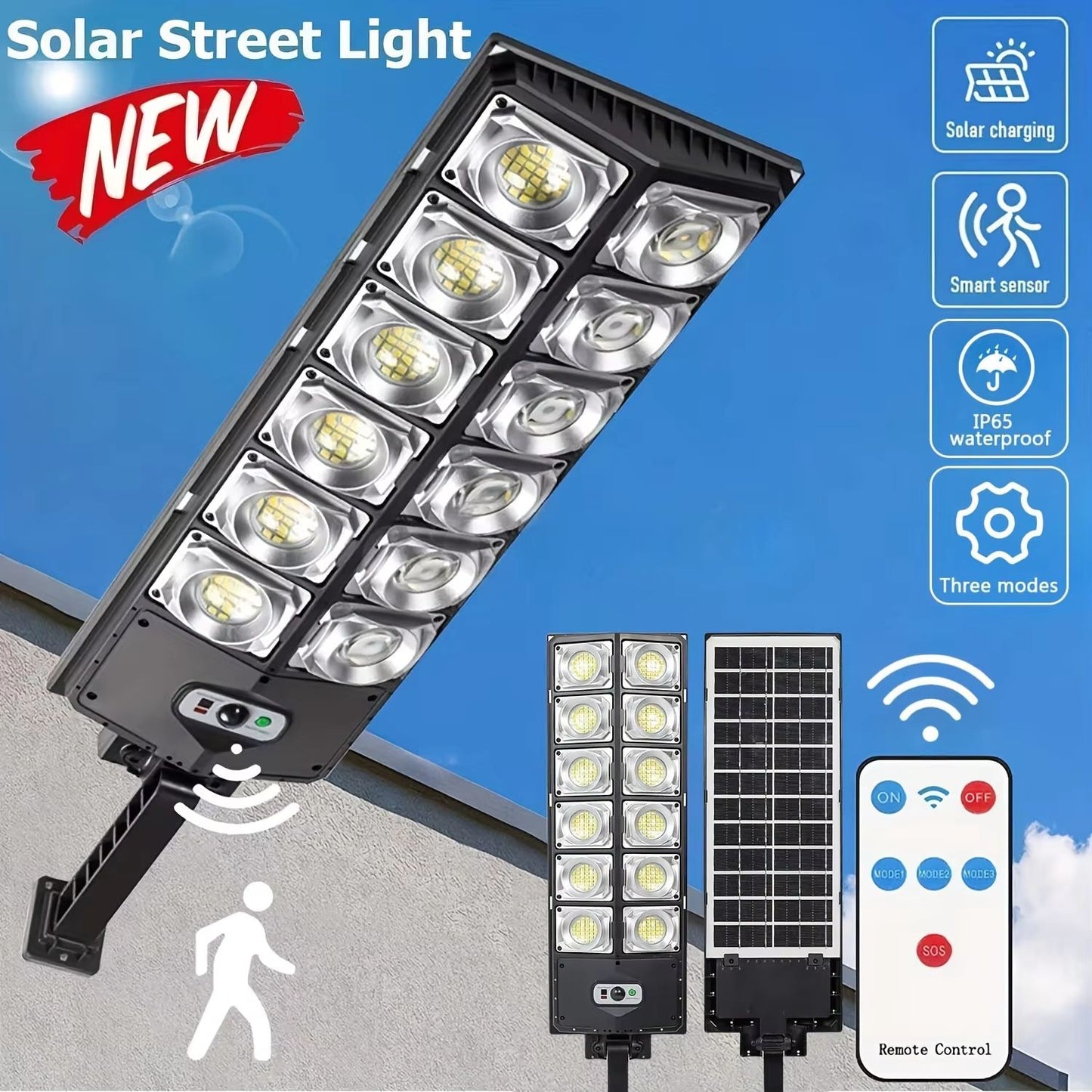 Outdoor Solar LED Wall Lamp with Motion Sensor – 8000 Lm Super Bright Waterproof Garden & Street Light
