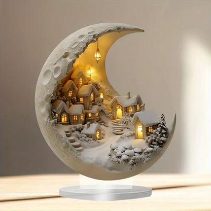 Christmas Tree Desktop Ornament With Moonhouse  DIY 2D Acrylic Merry Christmas Plaque For New Year  1