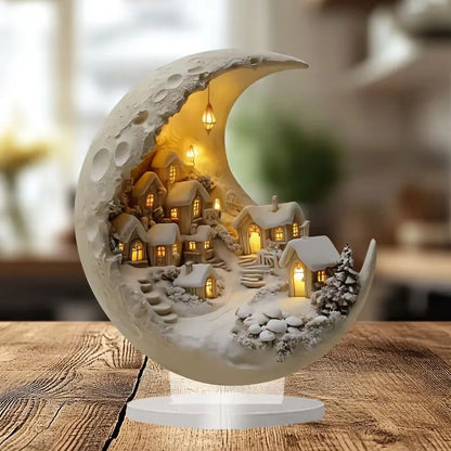 Christmas Tree Desktop Ornament With Moonhouse  DIY 2D Acrylic Merry Christmas Plaque For New Year  3