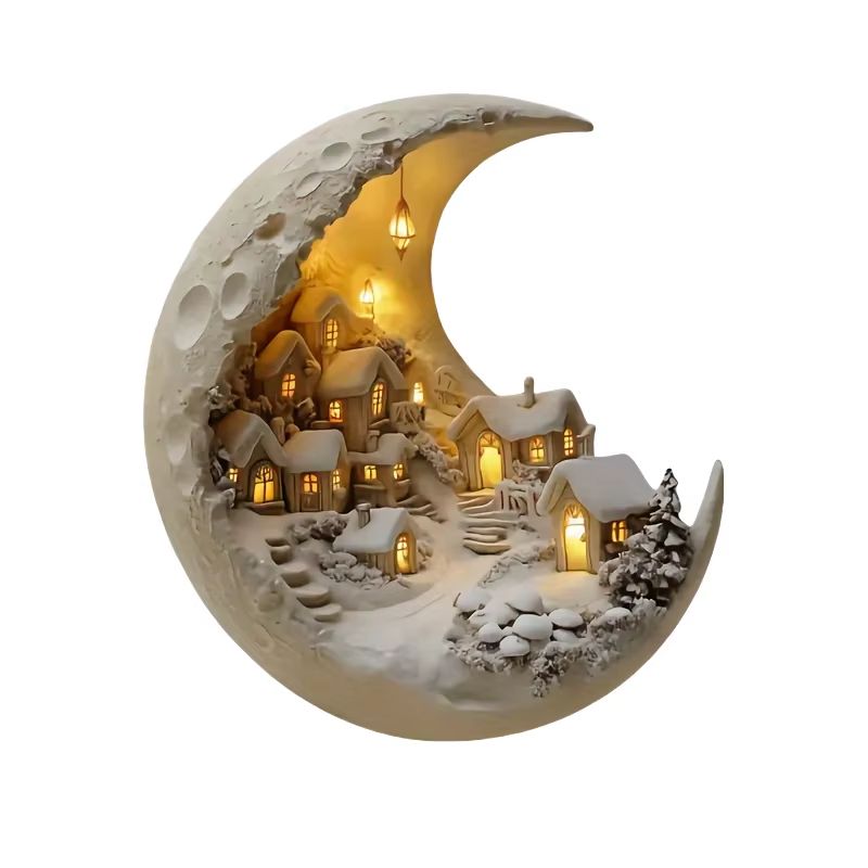 Christmas Tree Desktop Ornament With Moonhouse  DIY 2D Acrylic Merry Christmas Plaque For New Year  5