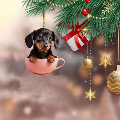 Acrylic Dog Charm Ornament  Festive Boho Puppy Pendant For Tree Backpack Or Car 1