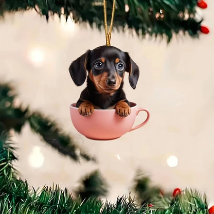 Acrylic Dog Charm Ornament  Festive Boho Puppy Pendant For Tree Backpack Or Car 3