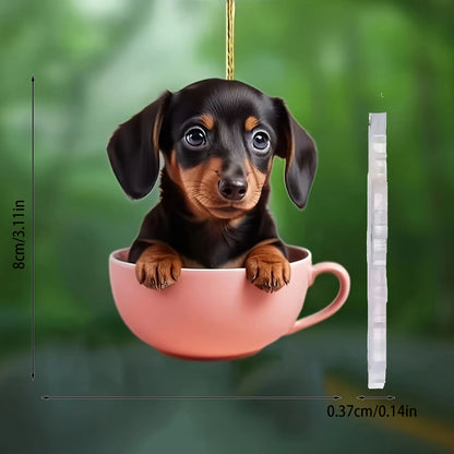 Acrylic Dog Charm Ornament  Festive Boho Puppy Pendant For Tree Backpack Or Car 4