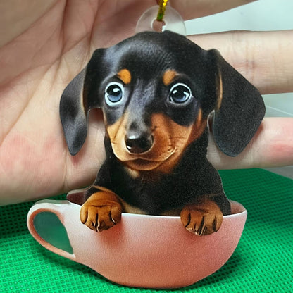 Acrylic Dog Charm Ornament  Festive Boho Puppy Pendant For Tree Backpack Or Car 5