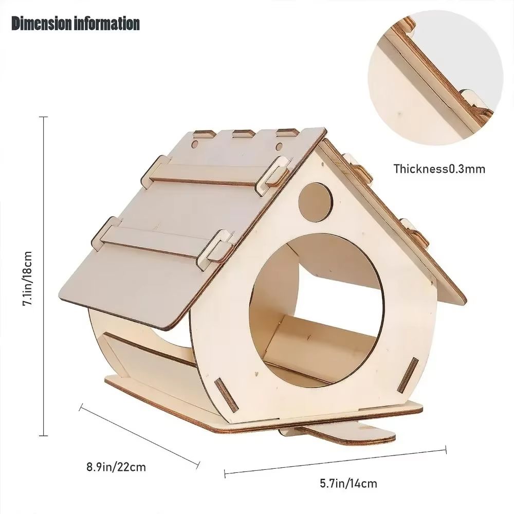Hanging Wooden Bird Feeder  DIY Outdoor Garden Decorative BirdcageBirdhouse 3