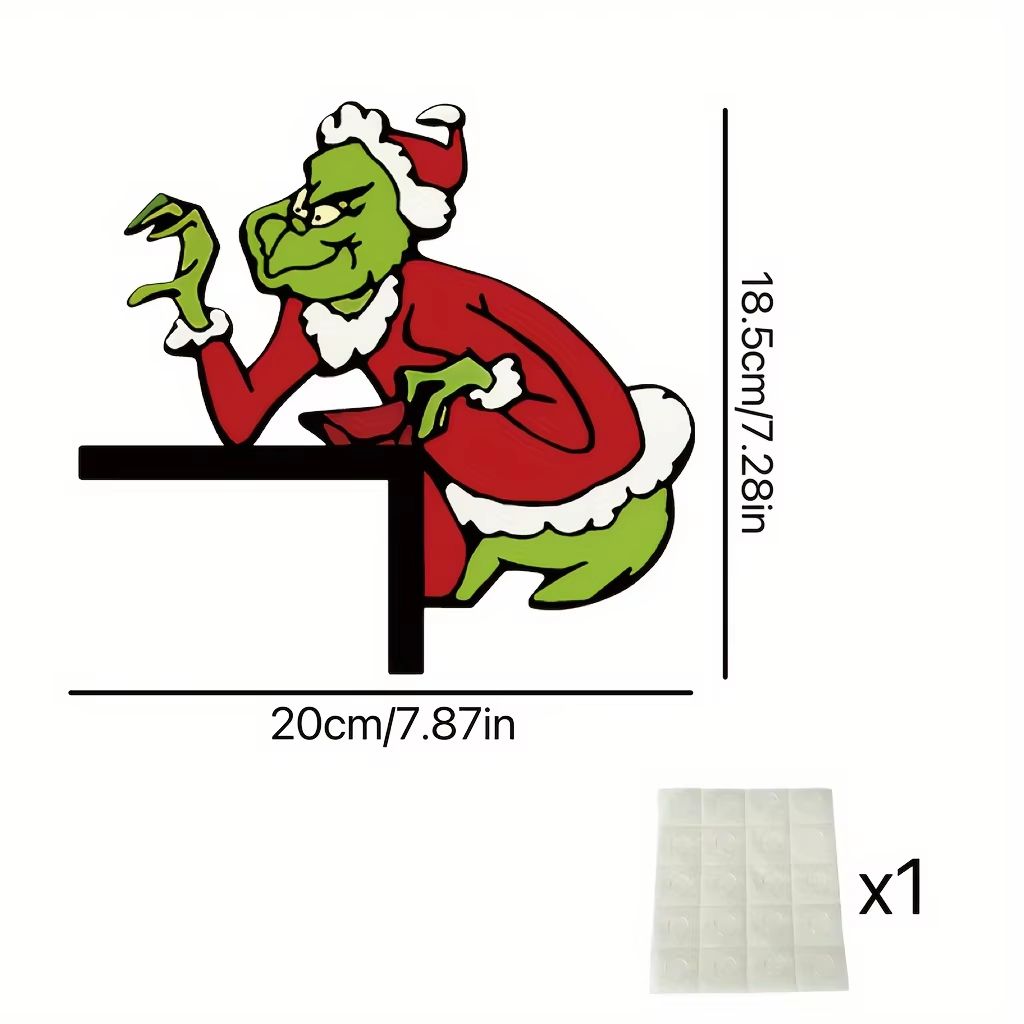 Grinch Corner Door Hanging Decor  SantaClad Grinch Figure For Festive Home  Doorway 2