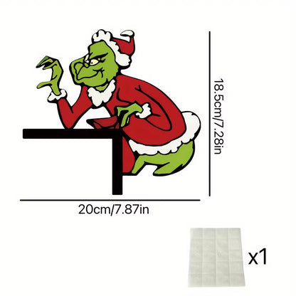 Grinch Corner Door Hanging Decor  SantaClad Grinch Figure For Festive Home  Doorway 2