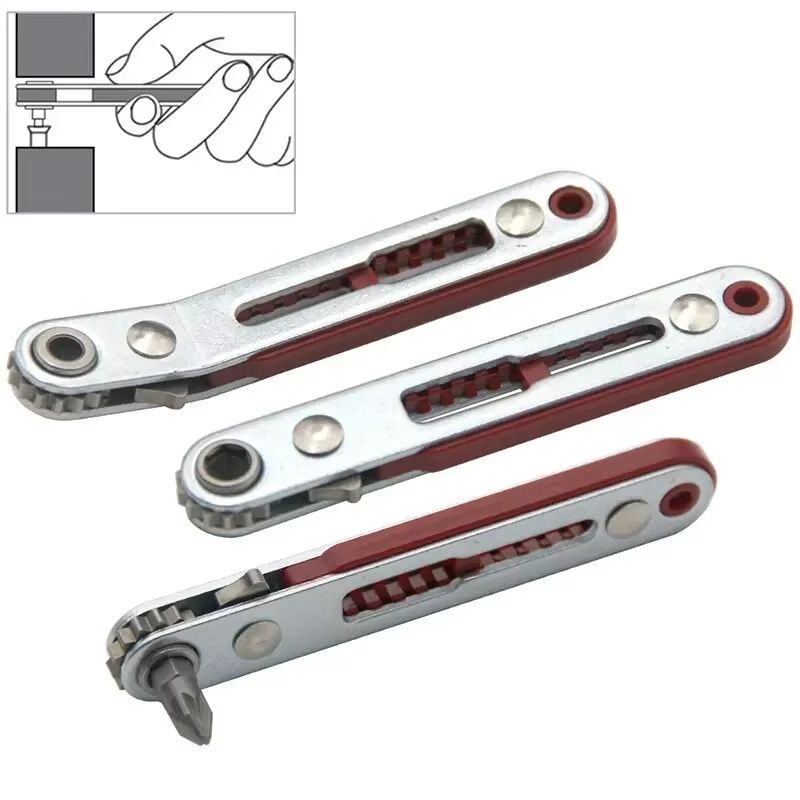 Red Elbow Bidirectional Ratchet Screwdriver  NarrowSpace Corner  RightAngle CrossSlotted Tool 5