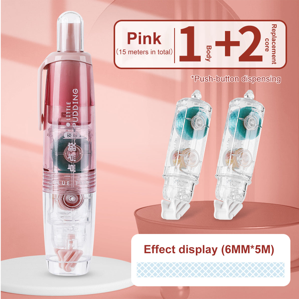 Replaceable Refills Transparent Dot Dispensing Double-sided Tape, Handbook Glue for School, Office, and Stationery Use