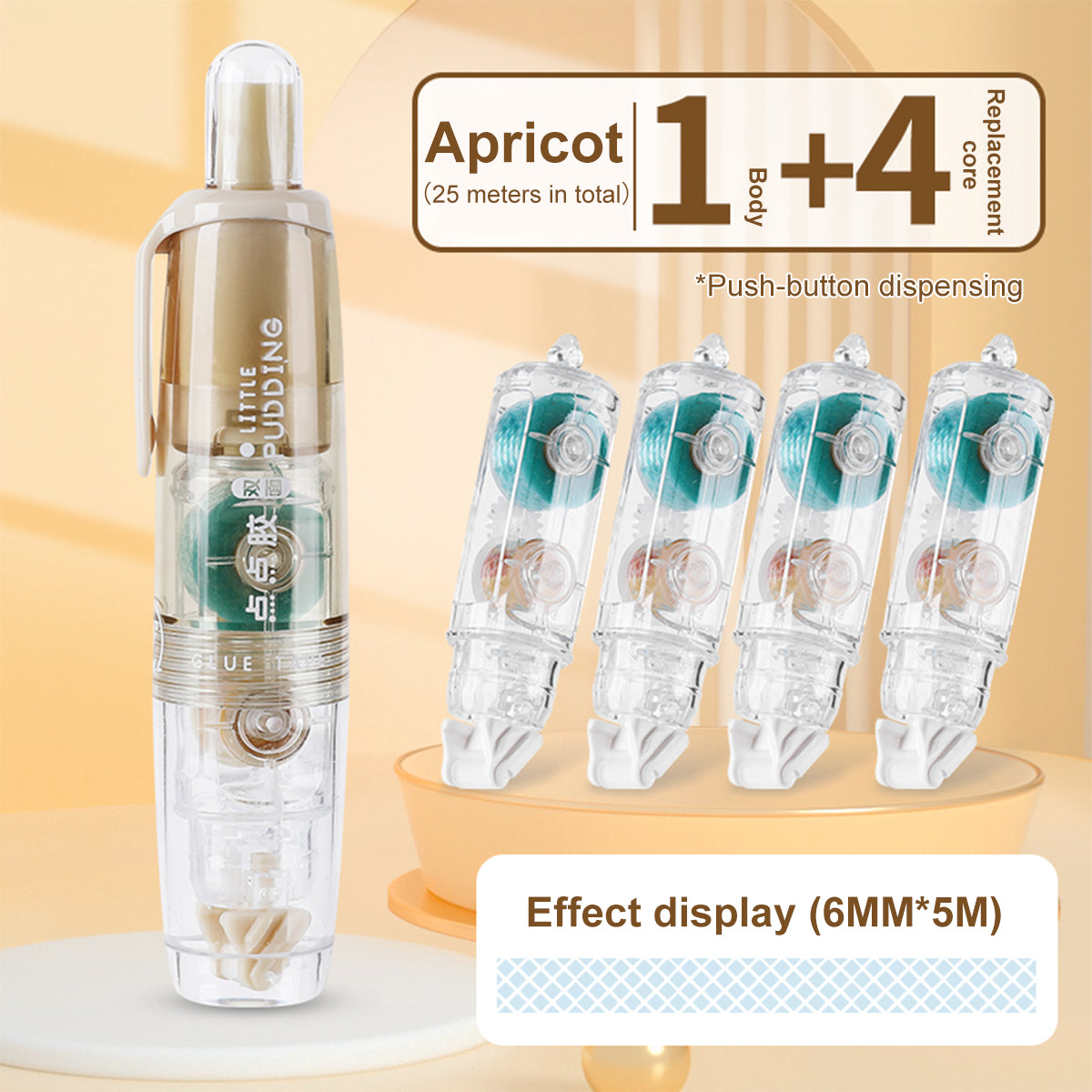 Replaceable Refills Transparent Dot Dispensing Double-sided Tape, Handbook Glue for School, Office, and Stationery Use