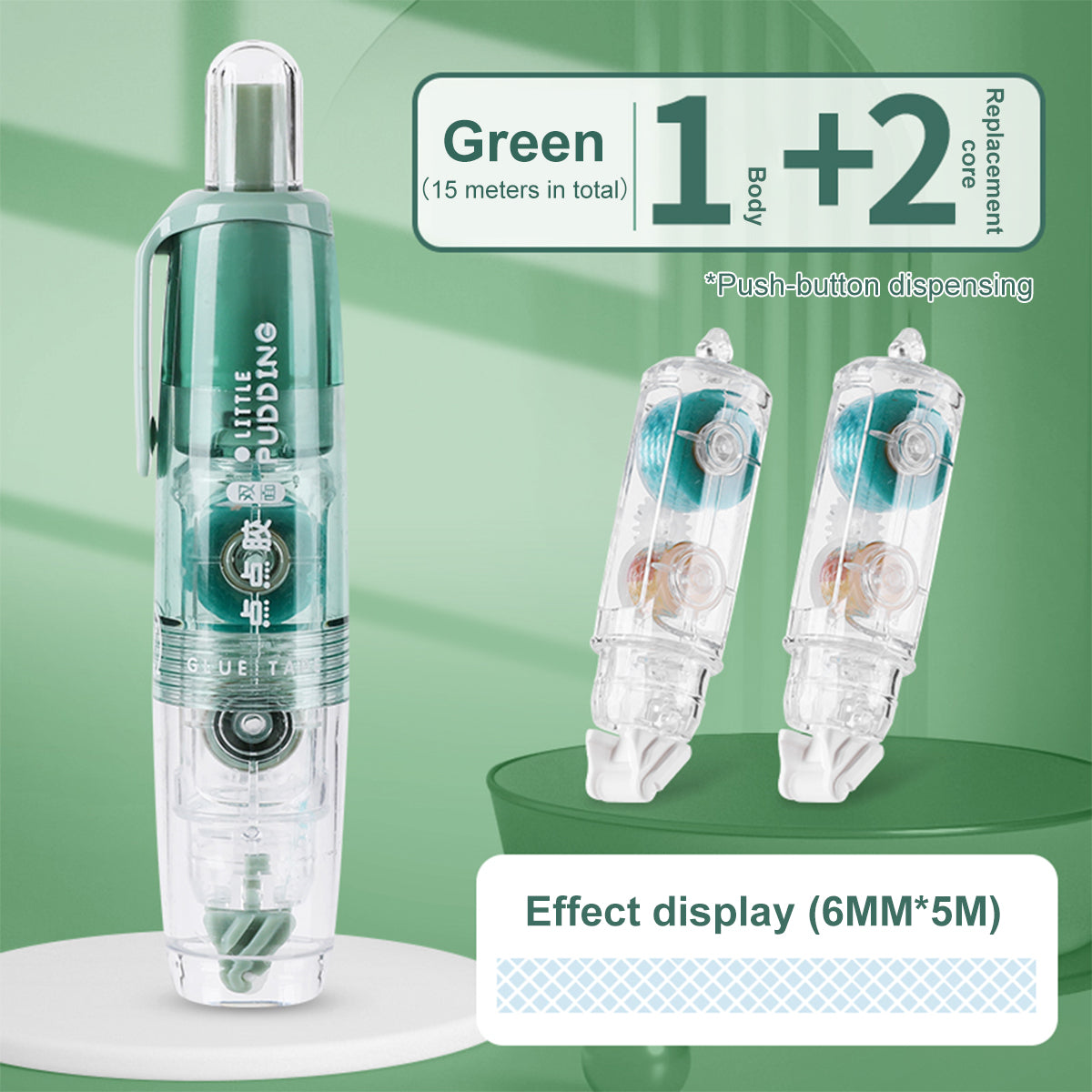 Replaceable Refills Transparent Dot Dispensing Double-sided Tape, Handbook Glue for School, Office, and Stationery Use