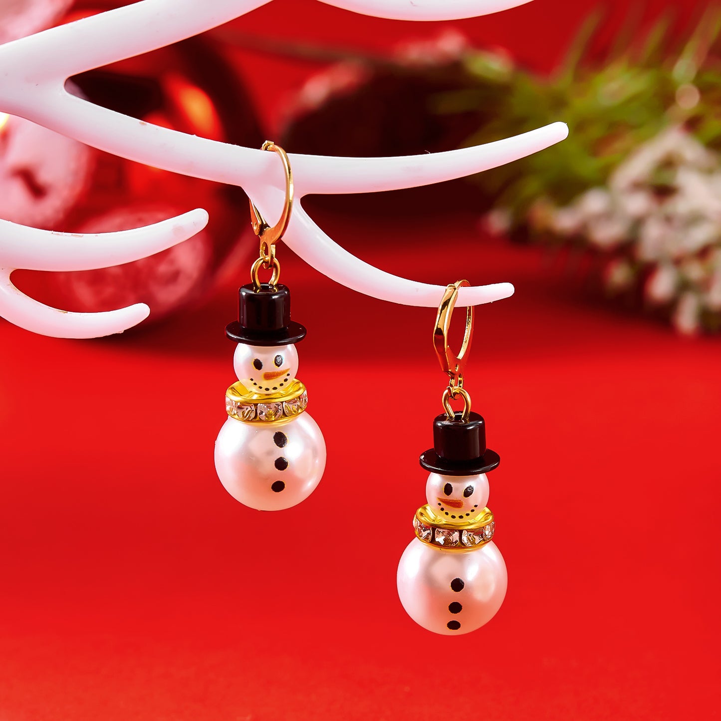 Pearl Drop Earrings For Women Cute Fashion Christmas White Snowman Rhinestone Snowflake Earring Jew 1