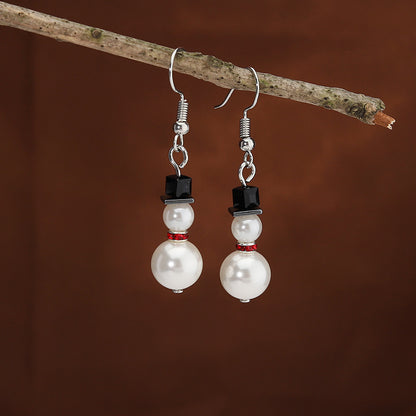 Pearl Drop Earrings For Women Cute Fashion Christmas White Snowman Rhinestone Snowflake Earring Jew 8