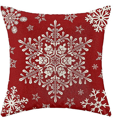 Red Christmas Pillowcase, Farmhouse Snowflake Pillow Cover, Christmas Linen Cushion, Sofa Home Decoration