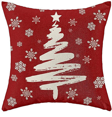 Red Christmas Pillowcase, Farmhouse Snowflake Pillow Cover, Christmas Linen Cushion, Sofa Home Decoration