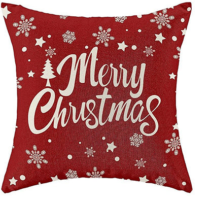 Red Christmas Pillowcase, Farmhouse Snowflake Pillow Cover, Christmas Linen Cushion, Sofa Home Decoration