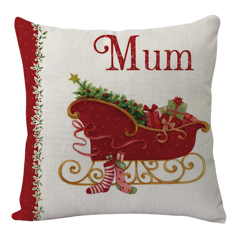 Linen Merry Christmas Pillow Cover Throw Pillowcase Winter Christmas Decorations for Home Tree Deer Sofa Cushion Cover