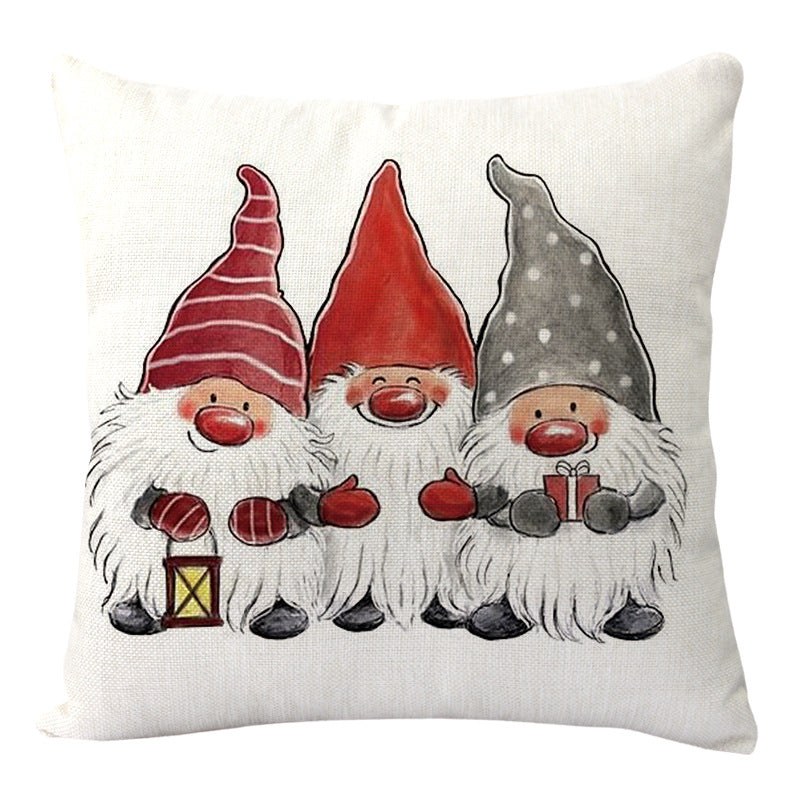 Linen Merry Christmas Pillow Cover Throw Pillowcase Winter Christmas Decorations for Home Tree Deer Sofa Cushion Cover