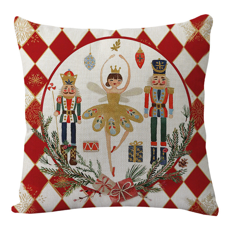 Linen Merry Christmas Pillow Cover Throw Pillowcase Winter Christmas Decorations for Home Tree Deer Sofa Cushion Cover