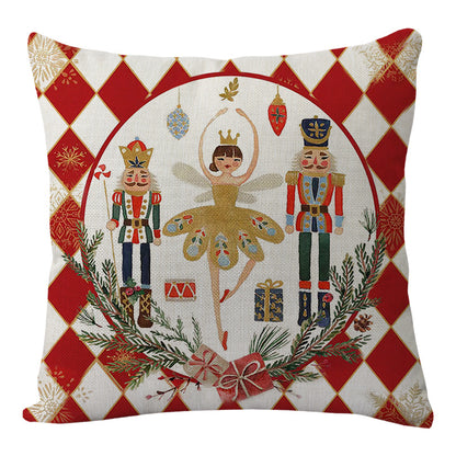 Linen Merry Christmas Pillow Cover Throw Pillowcase Winter Christmas Decorations for Home Tree Deer Sofa Cushion Cover