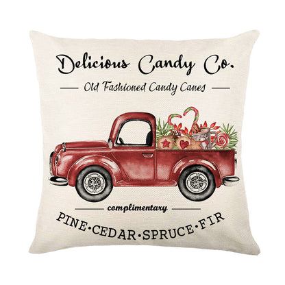 Linen Merry Christmas Pillow Cover Throw Pillowcase Winter Christmas Decorations for Home Tree Deer Sofa Cushion Cover