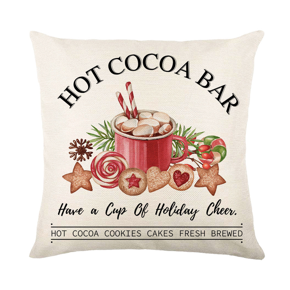 Linen Merry Christmas Pillow Cover Throw Pillowcase Winter Christmas Decorations for Home Tree Deer Sofa Cushion Cover