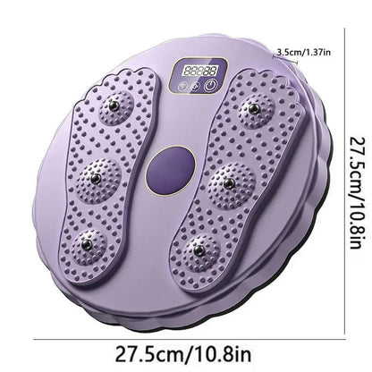 Rotatable Assist Fitness Slim Machine, Electronic LCD Display Waist Disc, Non Slip Base, Weight Loss Foot Massage Board