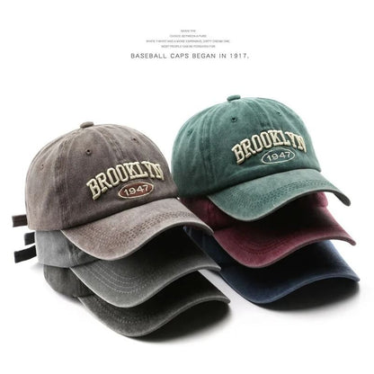 Retro Brooklyn Embroidered Baseball Cap – Adjustable Cotton Snapback Hat for Men & Women
