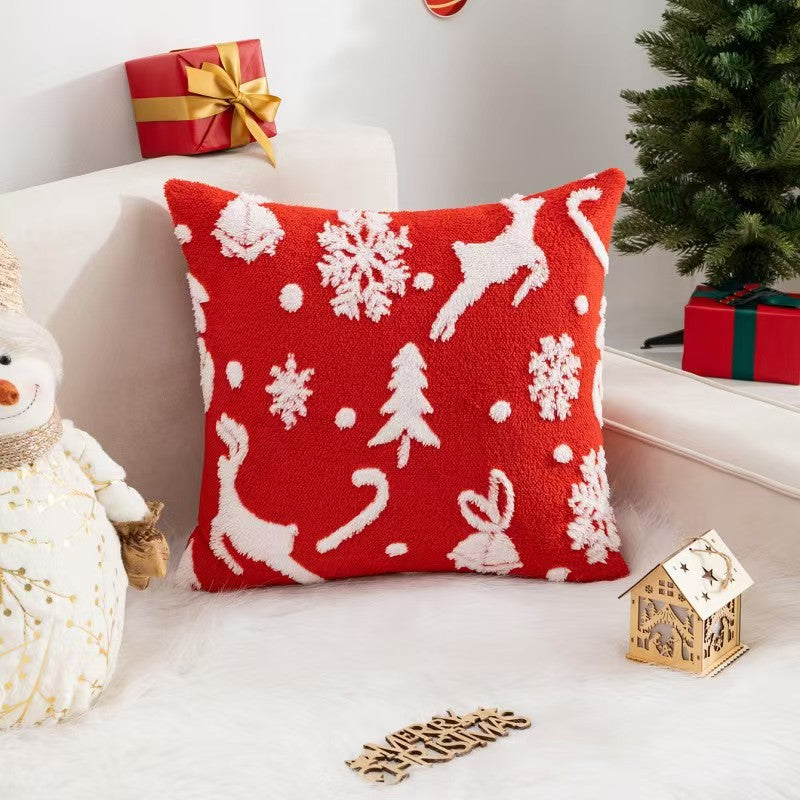 Christmas Pillow Covers Christmas Tree Little Bell Pattern Imitation Reindeer Stars Snowflakes Pill 6