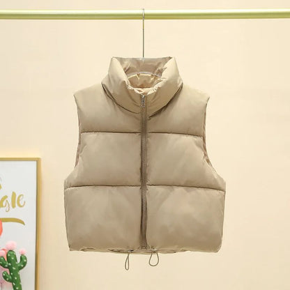 Womens Quilted Cropped Puffer Vest Warm Sleeveless Down Jacket 9