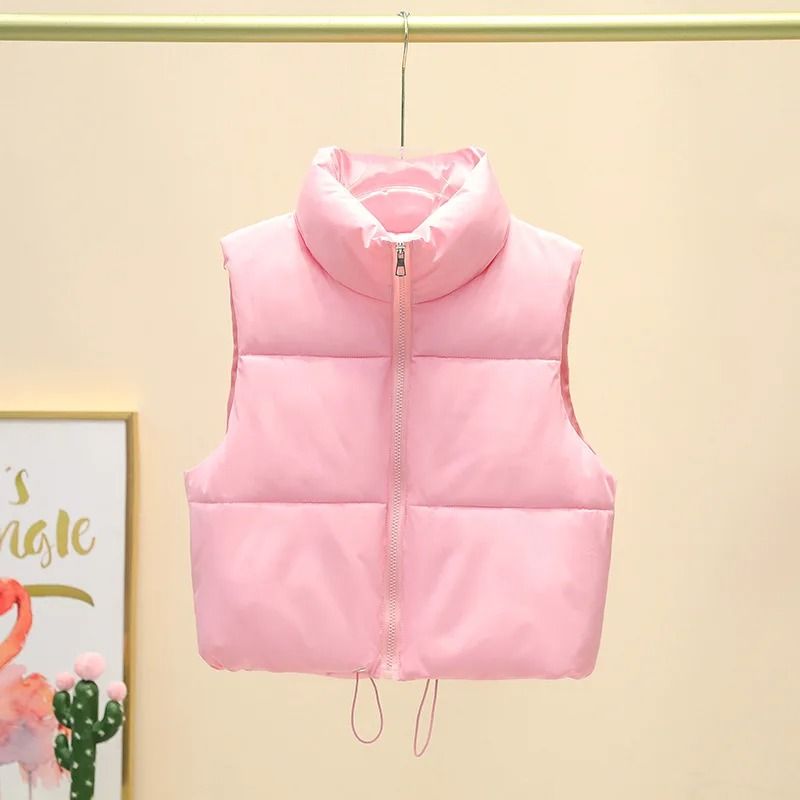 Womens Quilted Cropped Puffer Vest Warm Sleeveless Down Jacket 10