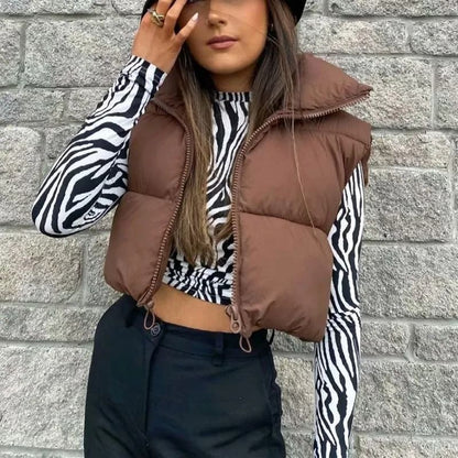 Womens Quilted Cropped Puffer Vest Warm Sleeveless Down Jacket 4