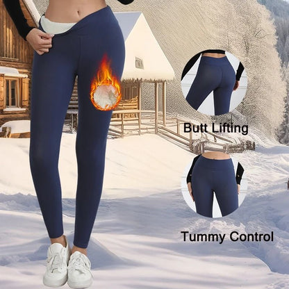 Womens Winter Fleece Lined Leggings High Waist Velvet Warm Tights 4