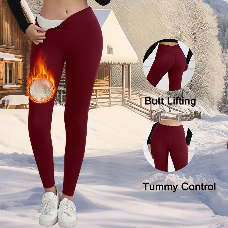 Womens Winter Fleece Lined Leggings High Waist Velvet Warm Tights 5
