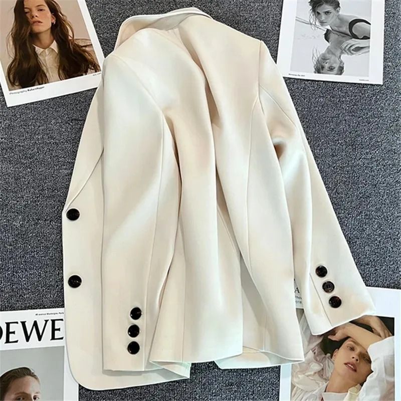 Elegant Office Blazer For Women Long Sleeve Single Button Suit Jacket 1
