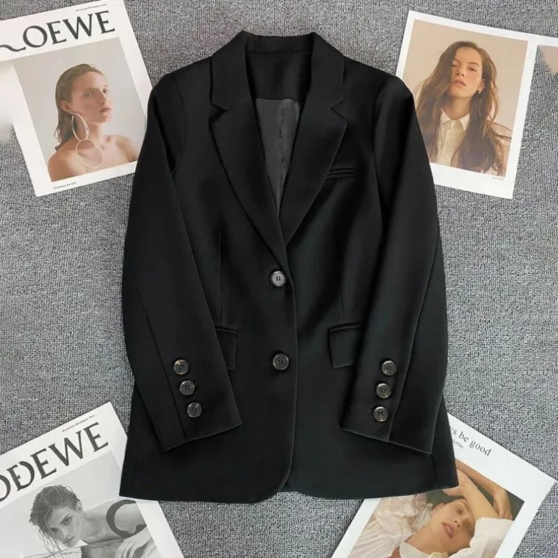 Elegant Office Blazer For Women Long Sleeve Single Button Suit Jacket 3