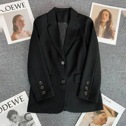 Elegant Office Blazer For Women Long Sleeve Single Button Suit Jacket 3