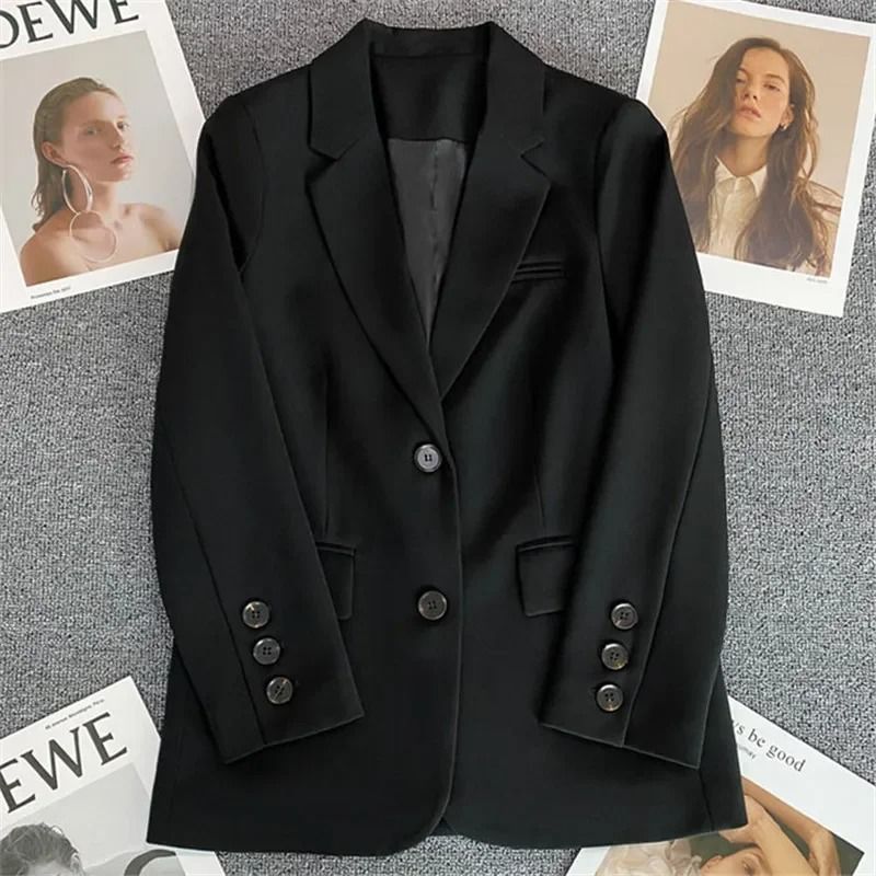 Elegant Office Blazer For Women Long Sleeve Single Button Suit Jacket 6