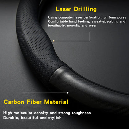 Carbon Fiber Leather Steering Wheel Cover Universal Fit Three Dimensional Anti Slip Trendy Car Inte 3