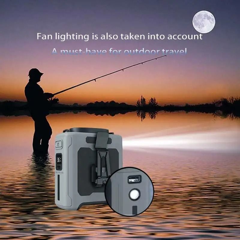 10000mAh Portable Waist Fan With Power Bank And LED Light 1