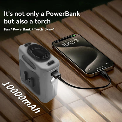 10000mAh Portable Waist Fan With Power Bank And LED Light 2