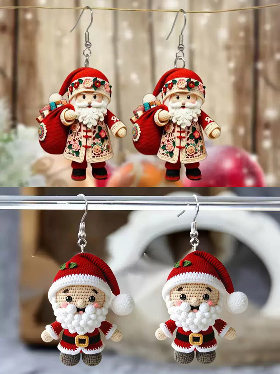Christmas Santa Claus Earrings Acrylic For Girlfriend Women Holiday Jewelry Double Sided Ear Pendan 6